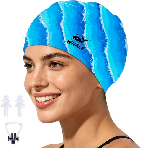 Miniatura 15 de WHALE Gorro de natación extragrande para mujeres y hombres, antideslizante, de alta elasticidad, mantiene el cabello seco, unisex, tamaño grande