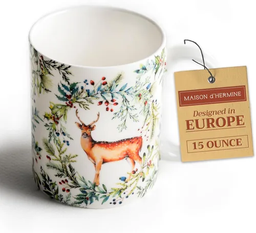 Miniatura 174 de Maison d' Hermine Taza de café con asas, tazas de porcelana fina de hueso, paquete de dos tazas de té para bebidas calientes, capuchino, latte, 015