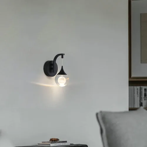 Miniatura 3 de Sedelan Lámparas de pared modernas, apliques de pared de cristal de luna para interiores, luces LED de pared regulables de 5 W para dormitorio, Negro