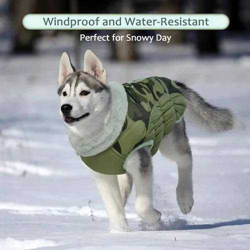 Miniatura 5 de Lelepet Abrigo cálido para perro, abrigo de invierno para perro, chaqueta impermeable para perros con arnés incorporado, chaleco reflectante