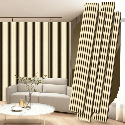 Miniatura 12 de RITOLLO Paneles de madera para pared de 4.92 x 7.68 pulgadas, paneles acústicos para decoración de pared interior, panel de absorción de sonido