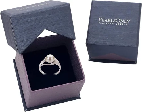 Miniatura 8 de Anillo de perlas cultivadas de plata de ley 925 con calidad AAA de 0.236-0.276in, color blanco claro para mujer, Plata de ley 925
