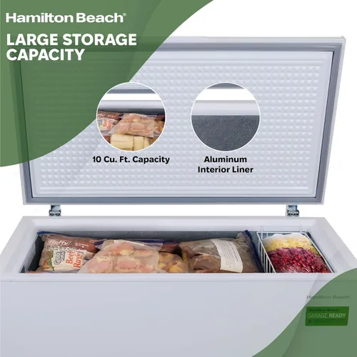 Miniatura 5 de Hamilton Beach HBFRF1006 Congelador horizontal - Termostato ajustable - Cesta de alambre recubierta de vinilo extraíble - Drenaje de descongelación