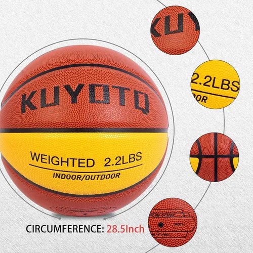 Miniatura 5 de KUYOTQ 3LBS/3.3LBS/2.2LBS Weighted Heavy Training Basketball 29.5/28.5" in and Outdoor Improving Handling Dribbling Passing Rebounding Skill marrón