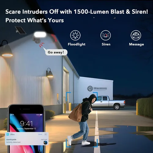 Miniatura 7 de Cámara de seguridad inalámbrica con reflector celular LTE 4G con energía solar, no necesita WiFi para exteriores, perfecta para granja, rancho