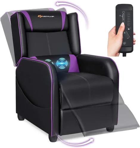 Miniatura 8 de POWERSTONE Silla reclinable para juegos, sillas reclinables para adultos, sofá ergonómico de cuero con reposapiés, soporte lumbar, reposacabezas