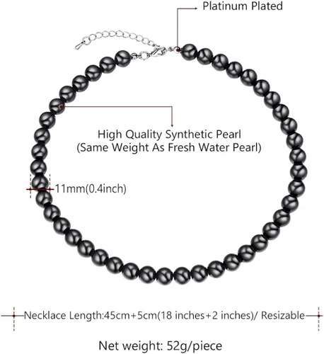 Miniatura 6 de U7 Collares de perlas para hombres y mujeres, hebra de perlas cultivadas en agua dulce, perlas sintéticas, collar de perlas barrocas, collar