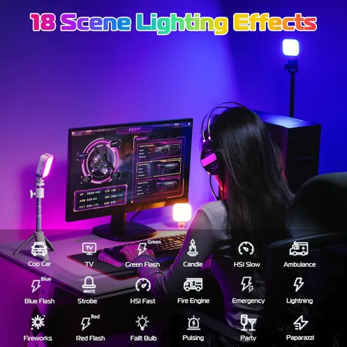 Miniatura 6 de ULANZI Luces de video RGB U60 Luz de cámara LED blanca 360° Iluminación de fotografía portátil a todo color con adaptador de zapata fría de Blanco