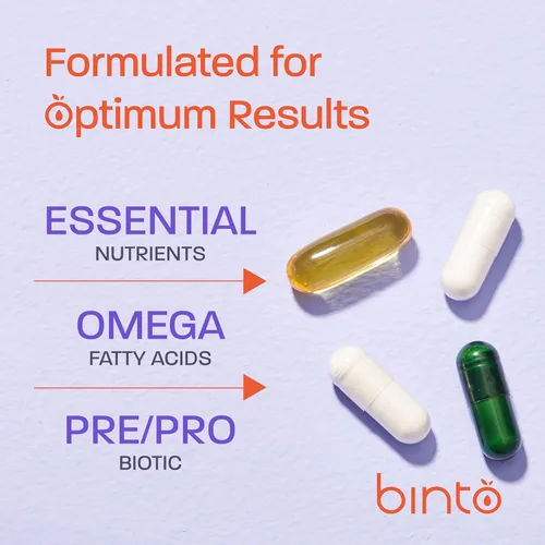 Miniatura 3 de Binto Kit prenatal - Suplementos 4 en 1 para mamá y bebé saludables - Suministro para 30 días - Multivitamínico, probióticos, hierro, DHA, folato