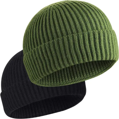 Miniatura 15 de vidsel Gorro Corto de Pescador para Hombres y Mujeres, Gorro de Lana Tejida con Puño Estilo Moderno de Arrastrero, Gorros Cálidos de Invierno