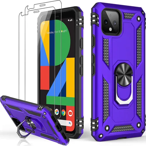 Miniatura 110 de LUMARKE Funda para Google Pixel 5 con protector de pantalla, pasa 16 pies, probada en caídas, grado militar, con soporte de anillo magnético, Rojo