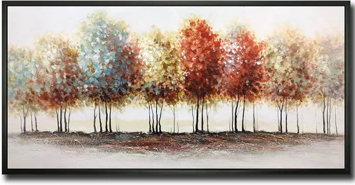 Tiancheng Arte, 24x48 pulgadas Pintura abstracta moderna al óleo pinturas a mano árbol 3D pintado a mano sobre lienzo marco acrílico arte de pared