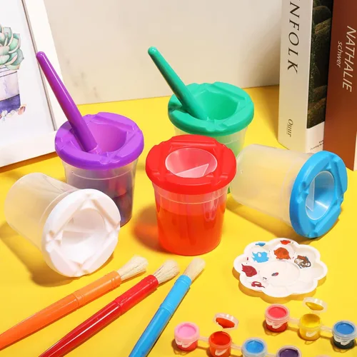 Miniatura 5 de Marspark 40 vasos de pintura antiderrames con tapas para niños, suministros de arte para niños, recipientes de pintura acrílica lavables