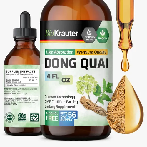 Miniatura 9 de BIO KRAUTER Suplementos de menopausia para mujeres* - Dong Quai Drops 2 onzas líquidas 28 días de suministro - Tintura vegana de raíz de angélica