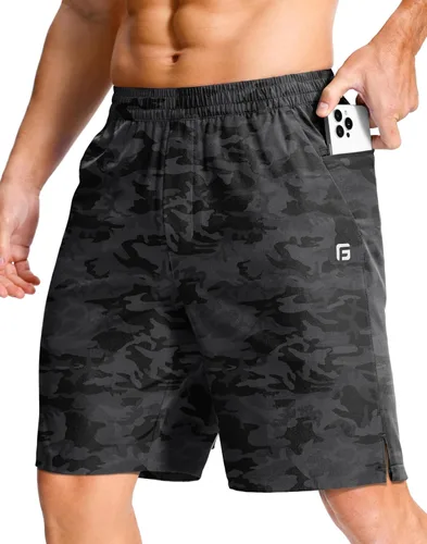 Miniatura 68 de GGJ Pantalones cortos deportivos ligeros para hombre con 2 bolsillos con cremallera de 7/5/9 pulgadas, pantalones cortos de tenis de secado rápido