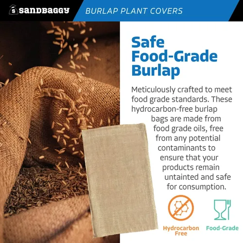 Miniatura 9 de Sandbaggy Bolsas de arpillera de 24 x 40 pulgadas, tela de protección contra heladas y congelación para árboles, arbustos y plantas al aire libre
