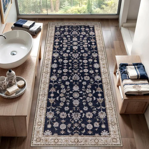 Miniatura 163 de Tangsoo Alfombra lavable para pasillo, antideslizante, 2 x 6 pies, estilo bohemio, floral, vintage, para entrada, suelo suave, para cocina, baño
