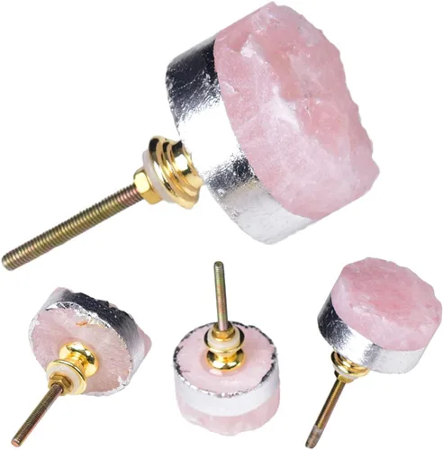 Miniatura 8 de JIC Gem Juego de 2 pomos de cristal de amatista natural para cocina, baño