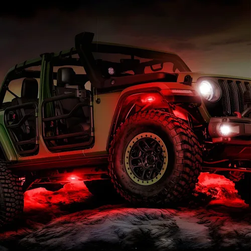 Miniatura 5 de Luces de Roca para Camiones, 4 Módulos de Luces LED de Roca, Kits de Luces de Neón de Roca Impermeables IP67 para Camioneta ATV Todoterreno SUV