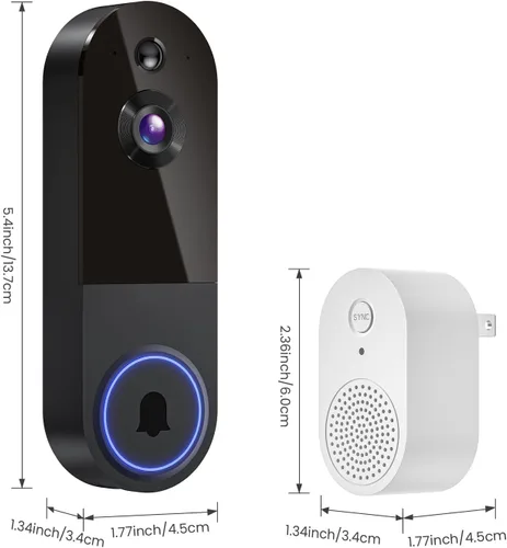 Miniatura 8 de Cámara de timbre de video inalámbrica de 1080p, vista en vivo, visión nocturna, audio bidireccional, almacenamiento en la nube, detección