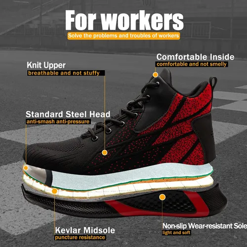 Miniatura 4 de ARCHINSERT Zapatos de punta de acero para hombres y mujeres, zapatos de seguridad indestructibles, resistentes al deslizamiento, puntera de acero