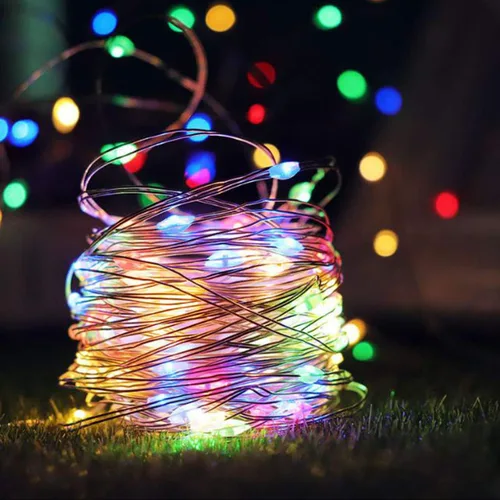 Miniatura 2 de Paquete de 2 tiras de luces de música activadas por sonido, 100 luces LED de alambre plateado de 33 pies con temporizador remoto para dormitorio