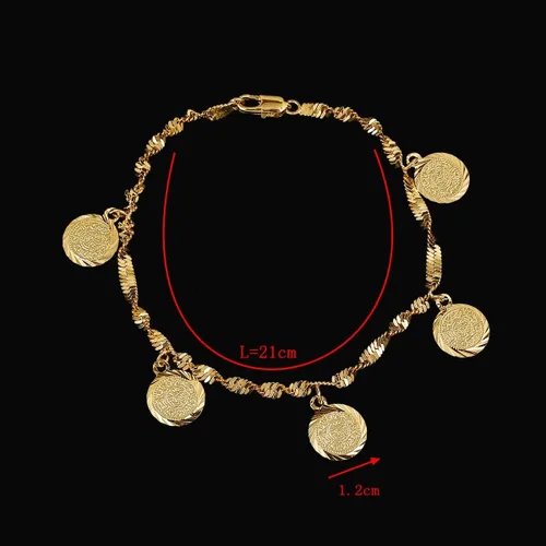 Miniatura 2 de Pulsera de monedas árabes musulmanes islámicos plateadas en oro para mujeres