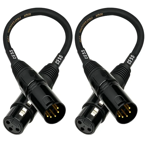 Miniatura 2 de CNCESS XLR - Cable adaptador DMX macho de 5 pines a hembra de 3 pines, cable de control de iluminación corto, 6 pulgadas, paquete de 2