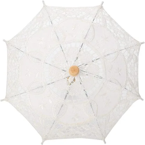 Miniatura 6 de Paraguas de encaje negro, hecho a mano, plegable, para boda, novia, para mujeres, decoración de fiesta, baile, fotografía, utilería (beige, S)