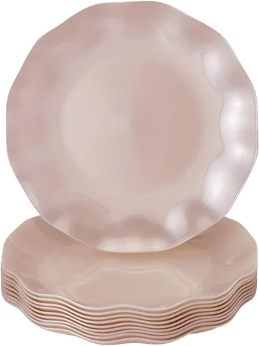 Miniatura 14 de Silver Spoons Platos de postre desechables 10 piezas Platos de plástico resistente Elegante aspecto fino de porcelana Velo, marfil