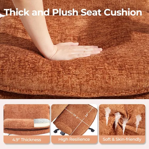 Miniatura 7 de Silla Cruzada con Brazos Abatibles y Ruedas con Bloqueo, Silla de Escritorio de Oficina de Tela de Felpa con Patas Cruzadas, Silla Giratoria