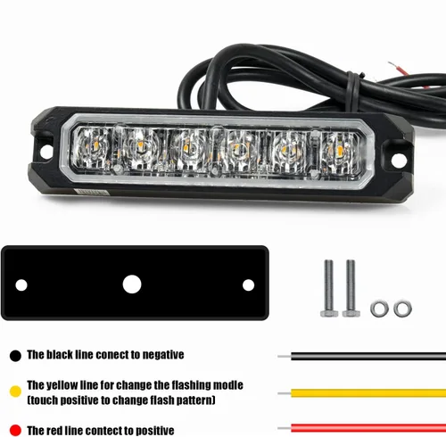 Miniatura 5 de Purishion - Luz estroboscópica con 6 luces LED color ámbar, impermeable, para barra de precaución, 10 patrones intermitentes, apto para automóvil