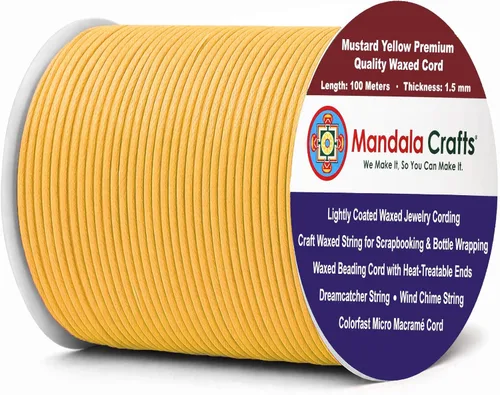 Miniatura 69 de Cuerda Mandala Crafts 0.03 pulgadas 109 yardas para hacer joyería, artesanía, macramé, cuerda de algodón encerado Negro