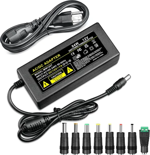 Fuente de alimentación de 12 V 7 A 84 W Adaptador de CA/CC CA 100-240V a CC 12 voltios 7Amp Convertidor de transformador de potencia de conmutación