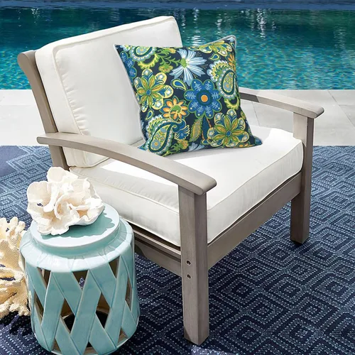 Miniatura 546 de Juego de 2 almohadas para exteriores de 16 x 16 pulgadas, repelentes al agua con interiores, para muebles de patio, hogar, jardín, geometría bohemia