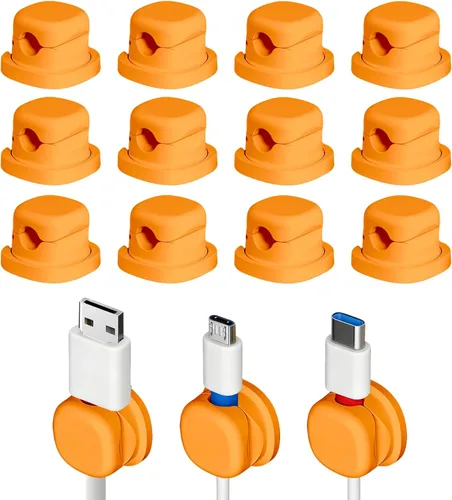 Miniatura 11 de Soporte de cable giratorio para mesita de noche, clips magnéticos giratorios de 360°, organizador de cable adhesivo fuerte para teléfono, hogar