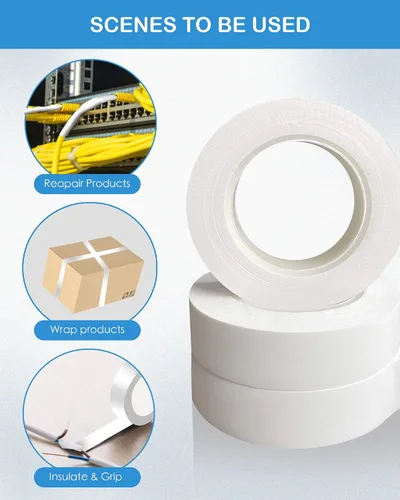 Miniatura 5 de Wapodeai 3 cintas eléctricas, cinta eléctrica blanca profesional, ignífuga para interiores y exteriores, resistente a altas temperaturas, 0.62 Blanco