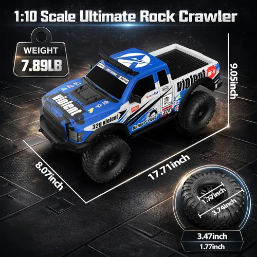 Miniatura 7 de RC Cars RC Crawler Escala 1/10 RTR Coche de Control Remoto 4WD 2.4GHz con Motor con Escobillas Todoterreno Racing Grado Hobby Modelo de Vehículo