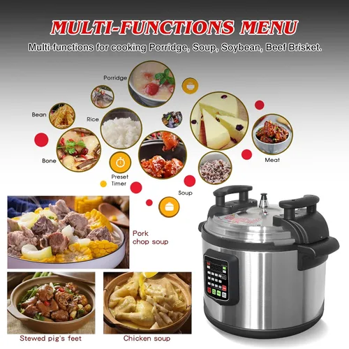 Miniatura 4 de Kolice Olla a presión comercial de 220 voltios y 33 L, olla a presión de 220 voltios con olla interior antiadherente, 33L (35 cuartos de galón)
