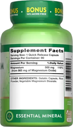 Miniatura 2 de Nature's Truth Óxido de magnesio 500 mg (paquete de 6)