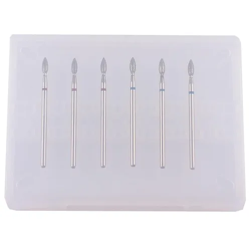Miniatura 6 de Juego de brocas para cutícula de llama, 6 piezas, vástago 3/32 Pro Diamond Nail Bit Set Para manicura de salón de uñas, uso natural o acrílico