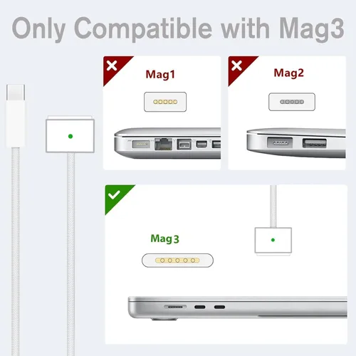 Miniatura 5 de Cargador para Mac Book Air 15 13 pulgadas Mac Book Pro14 pulgadas M5 M4 M3 M2 M1 2026 2025 2024 2023 2022 2021 70W USB-C a Mag 3 adaptador
