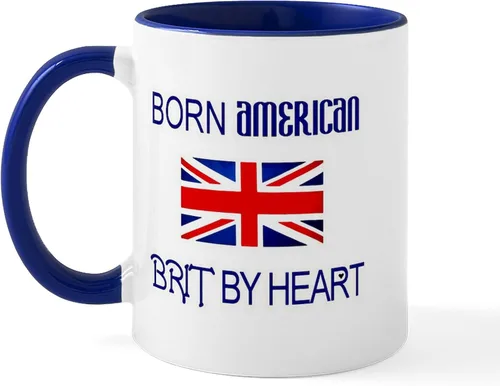 Miniatura 71 de CafePress Born American, British By Hea Taza de café de cerámica de 11 oz (11.0 fl oz)