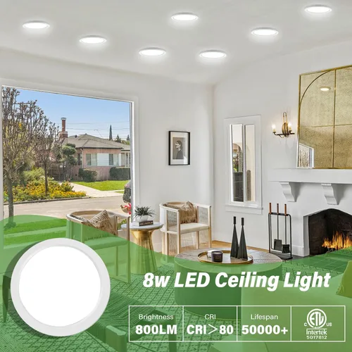 Miniatura 7 de Lámpara de techo de montaje empotrado de 5 pulgadas, regulable, luz de techo LED blanca de 5000 K, lámpara de techo redonda ultrafina para 2-Blanco