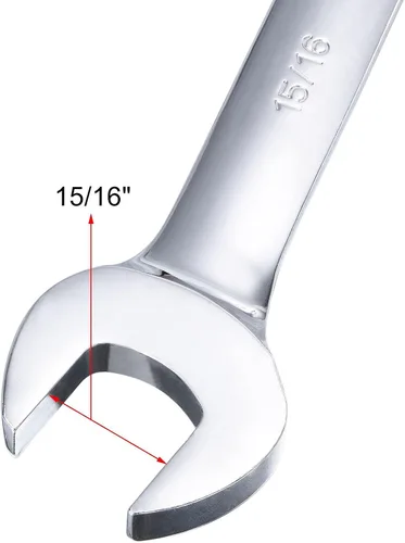 Miniatura 4 de uxcell Llave combinada de trinquete de 15/16 pulgadas SAE 72 dientes Herramientas de llave de trinquete de 12 puntos, Cr-V