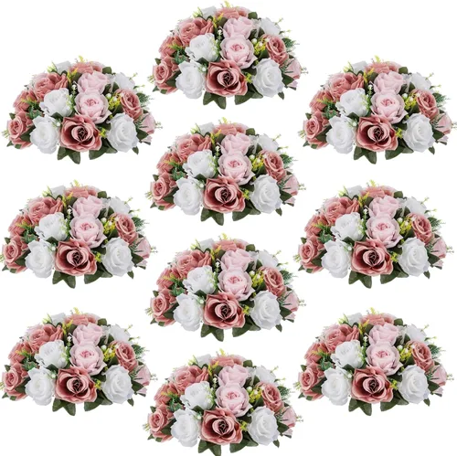 Miniatura 13 de Centros de mesa de flores para mesas de boda: decoraciones de mesa de Halloween, bolas de flores negras, centros de mesa para compromiso, ceremonia
