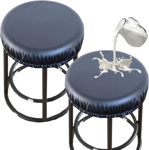 Fundas para taburete PU - Fundas lavables y resistentes al agua para asiento redondo con bandas elásticas para sillas de 12-17 pulgadas (2 piezas,