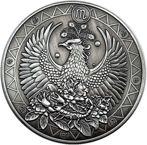 Miniatura 7 de Aomcisi Moneda creativa de doce constelaciones del zodiaco, monedas conmemorativas de plata antigua, decoración del hogar, manualidades, colección