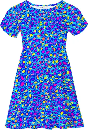 Miniatura 11 de Vestidos para niñas con estampado lindo, de manga corta, vestidos casuales de verano para niñas de 4 a 10 años