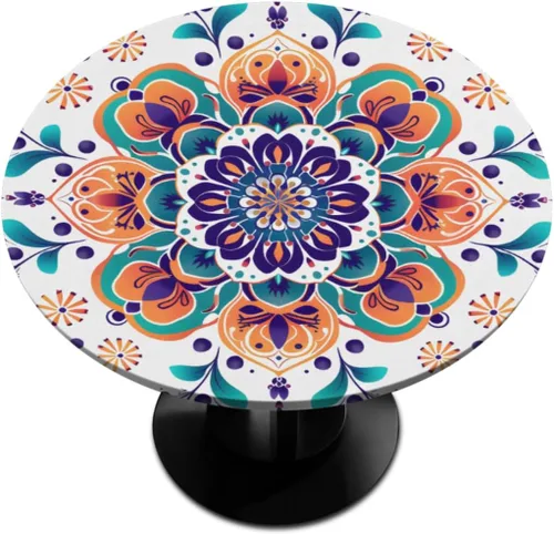 Miniatura 48 de Pardick Mantel redondo ajustable con borde elástico de 36 a 42 pulgadas, mantel ajustable para mesa redonda, mantel circular, impermeable, lavable